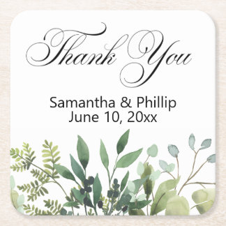 Posavasos Cuadrado De Papel Thank you coaster wedding favors