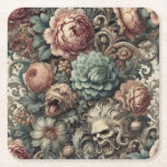 Posavasos Cuadrado De Papel The Botanist’s Curse – Gothic Victorian Floral<br><div class="desc">Lush blooms erupt in eerie profusion—sage petals,  dusty rose,  and sepia fronds twisting through baroque filigree. But beneath the bouquet lies a dreadful secret: snarling mouths,  skeletal whispers,  and a curse cultivated with care.

For those who know that even beauty,  when studied too closely,  can bite back.</div>