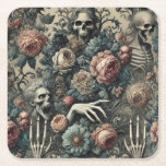 Posavasos Cuadrado De Papel The Ghoul’s Gambit – Gothic Victorian<br><div class="desc">A bouquet of roses conceals a macabre wager in The Ghoul’s Gambit, where skeletal hands reach through florals like whispered threats. Baroque blooms entwine with the grinning dead, each petal masking a silent move in a game beyond the grave. Perfect for those who play with shadows and bet against eternity....</div>