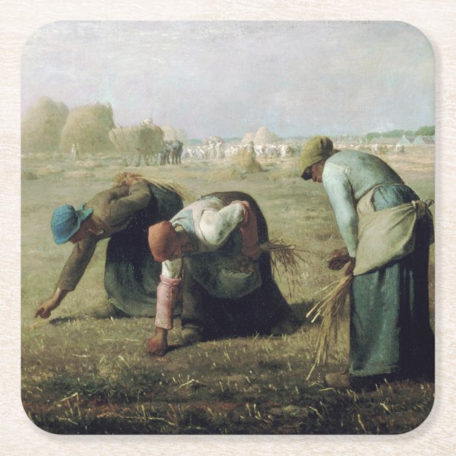 Posavasos Cuadrado De Papel The Gleaners, Jean-Francois Millet, 1857 (Anverso)