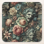 Posavasos Cuadrado De Papel ⚰️ The Grief Council – Gothic Victorian<br><div class="desc">They don’t speak—they judge. The Grief Council emerges from a tangle of lush florals and crumbling columns, their twisted faces carved by centuries of sorrow and spectacle. Surrounded by blooms that refuse to wilt, they oversee mourning like a ritual performance: precise, theatrical, and unforgiving. Perfect for those who know that...</div>