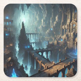 Posavasos Cuadrado De Papel The Luminous Depths – Lost City of the Underworld