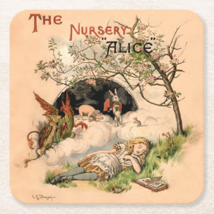 Posavasos Cuadrado De Papel The Nursery Alice 1890 Cubierta Vintage Wonderland