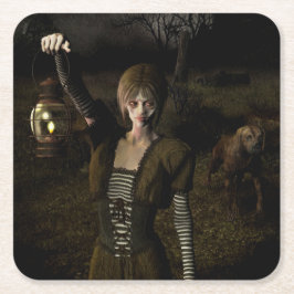 Posavasos Cuadrado De Papel Thin female carrying lamp