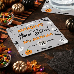 Posavasos Cuadrado De Papel Three Spirit! Cumpleaños 3 de Halloween
