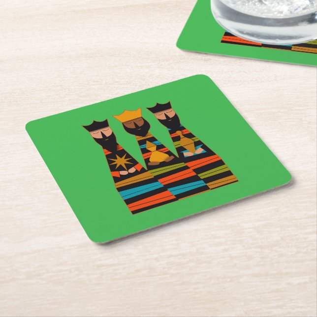 Posavasos Cuadrado De Papel Three Wise Men Modern Mid-Century (En perspectiva)