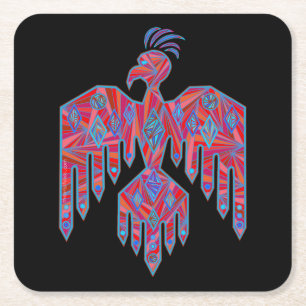 Posavasos Cuadrado De Papel Thunderbird Southwest Art Native American Symbol