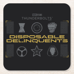Posavasos Cuadrado De Papel Thunderbolts* Delincuentes Desechables