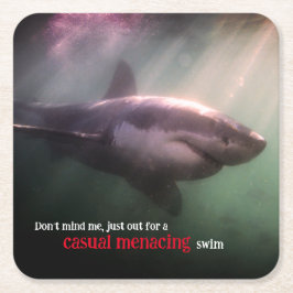 Posavasos Cuadrado De Papel Tiburón blanco submarino