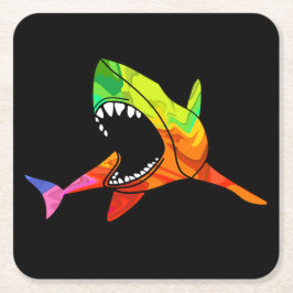 Posavasos Cuadrado De Papel Tiburón colorido