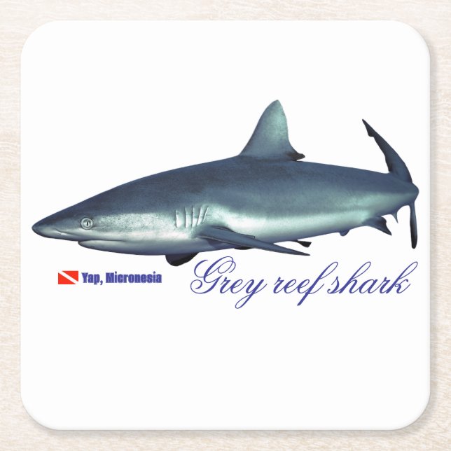 Posavasos Cuadrado De Papel Tiburón de arrecife gris de Guay (Anverso)