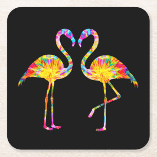 POSAVASOS CUADRADO DE PAPEL TIE DYE FLAMINGO
