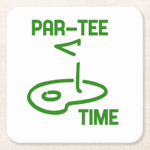 Posavasos Cuadrado De Papel Tiempo de Par Tee
