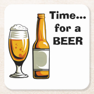 Posavasos Cuadrado De Papel Tiempo para tomar una cerveza