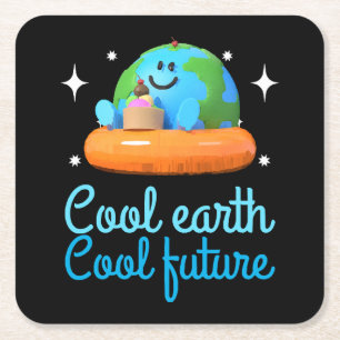 Posavasos Cuadrado De Papel Tierra fresca, Futuro fresco - Tierra