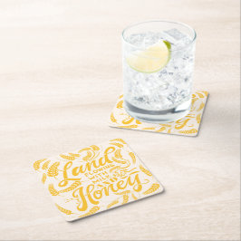 Posavasos Cuadrado De Papel Tierra que fluye leche y miel 