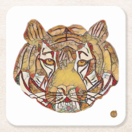 Posavasos Cuadrado De Papel Tiger's Face Square Paper Coaster