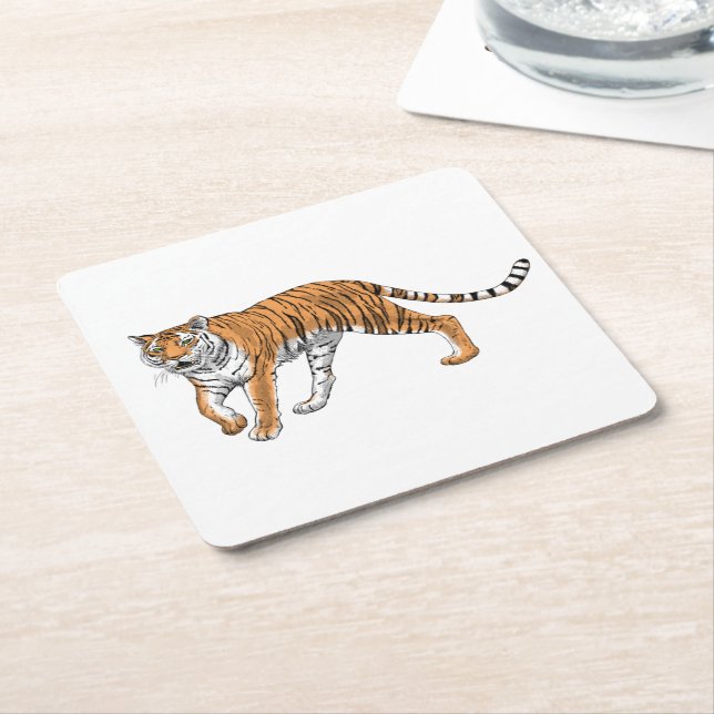 Posavasos Cuadrado De Papel Tigre 2 (En perspectiva)