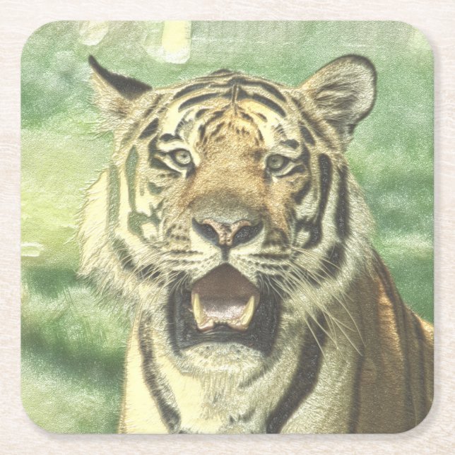 Posavasos Cuadrado De Papel tigre metalizado (Anverso)