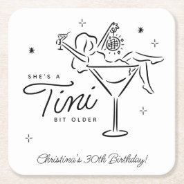 Posavasos Cuadrado De Papel Tini Bit Older Whimsical Martini Cumpleaños