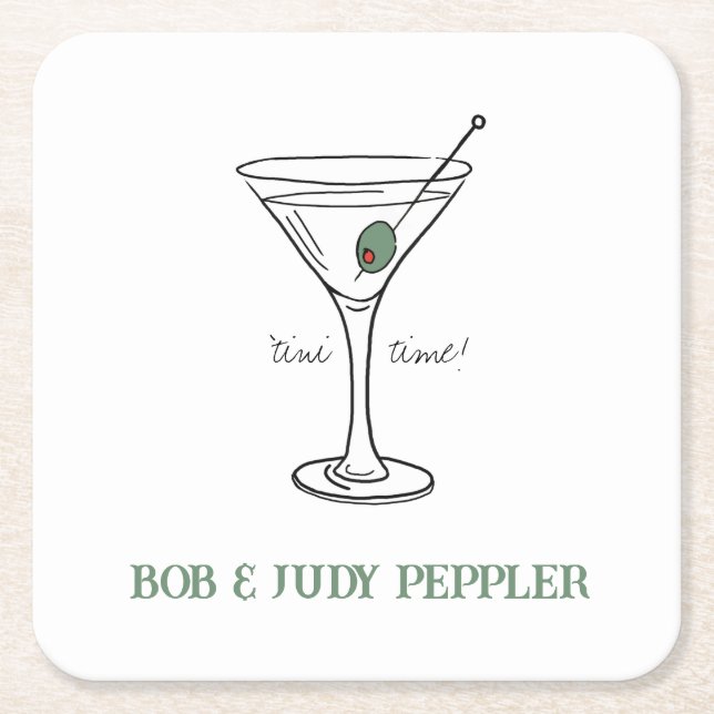 Posavasos Cuadrado De Papel 'tini time Personalización de las Máscaras de pape (Anverso)