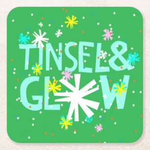Posavasos Cuadrado De Papel Tinsel y brillo