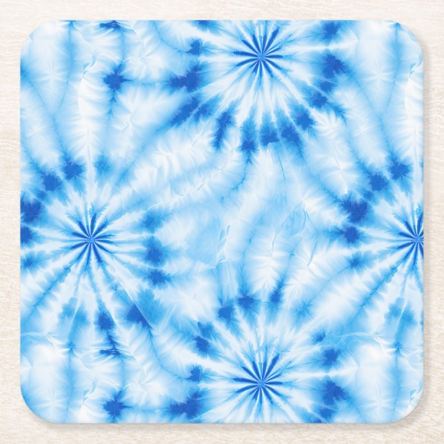 Posavasos Cuadrado De Papel Tinte Azul Blanco (Anverso)