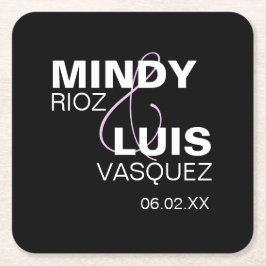 Posavasos Cuadrado De Papel Tipografía Negrita Ampersand Rosa Negro