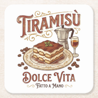 Posavasos Cuadrado De Papel Tiramisú Dolce Vita Postre Italiano 