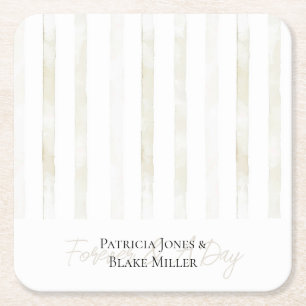 Posavasos Cuadrado De Papel Tiras de crema blanco marfil boda