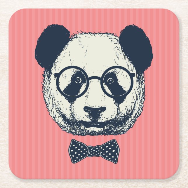 Posavasos Cuadrado De Papel Tiras Panda (Anverso)