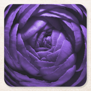Posavasos Cuadrado De Papel Tiro púrpura de la macro de la flor
