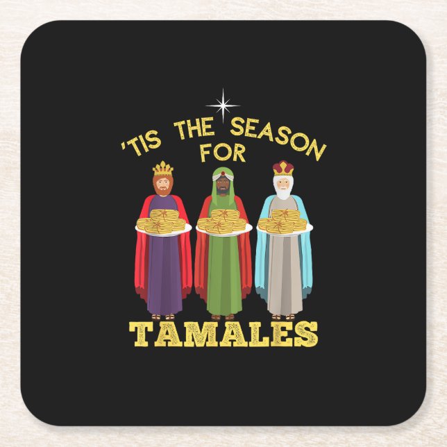 Posavasos Cuadrado De Papel Tis Season For Tamales Funny Mexican Christmas (Anverso)