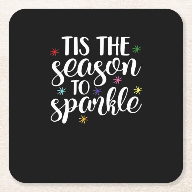 Posavasos Cuadrado De Papel Tis Season To Sparkle Aesthetic Classic (Anverso)