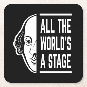 Posavasos Cuadrado De Papel Todo el mundo es un escenario Cita de Shakespeare 