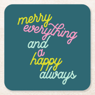 Posavasos Cuadrado De Papel Todo Feliz Navidad Menta Azul Navideño Lindo