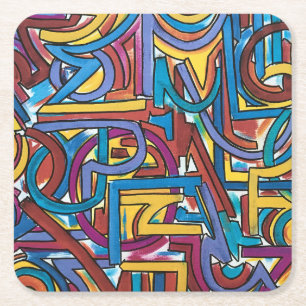 Posavasos Cuadrado De Papel Todos los caminos llegan allí-Arte abstracto pinta