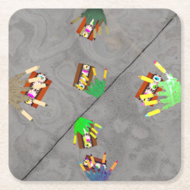 Posavasos Cuadrado De Papel Todos mis amigos son zombies 