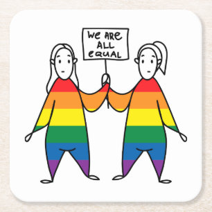 Posavasos Cuadrado De Papel Todos somos iguales