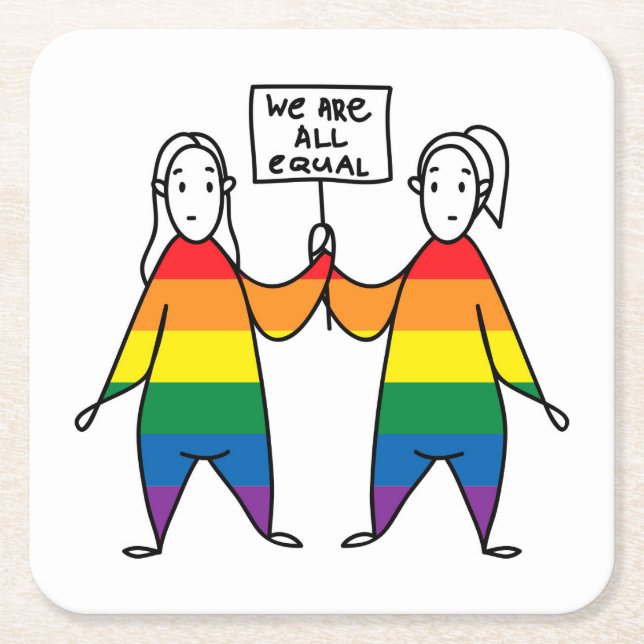 Posavasos Cuadrado De Papel Todos somos iguales (Anverso)