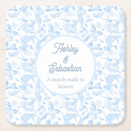 Posavasos Cuadrado De Papel Toile Preppy Jungle Chinoiserie