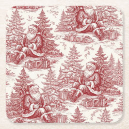 Posavasos Cuadrado De Papel Toile Rojo
