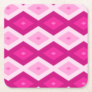 Posavasos Cuadrado De Papel Tonos del patrón de diamantes de fucsia