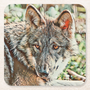 Posavasos Cuadrado De Papel toony wolf