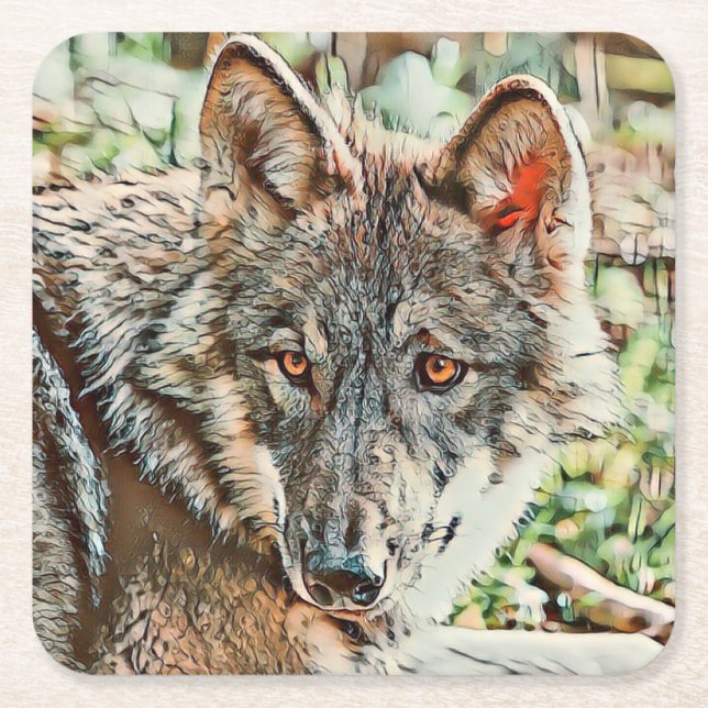 Posavasos Cuadrado De Papel toony wolf (Anverso)
