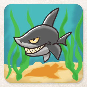 Posavasos Cuadrado De Papel Toothy Personalizado Shark