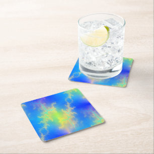 Posavasos Cuadrado De Papel Tornillos de luz azul cielo y amarillo dorado