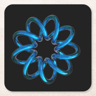 Posavasos Cuadrado De Papel Toro metálico azul Knot