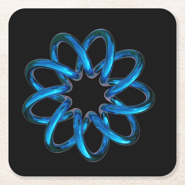 Posavasos Cuadrado De Papel Toro metálico azul Knot (Anverso)