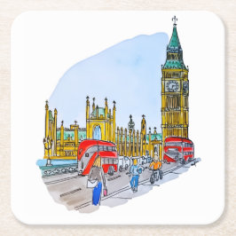Posavasos Cuadrado De Papel Torre Elizabeth, también conocida como Big Ben